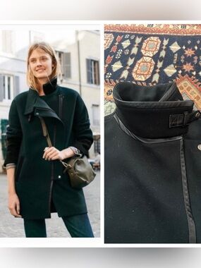 Madewell City Grid Wool leather Coat Full Zip Heavyweight 2